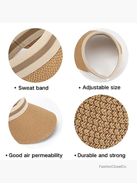 Widen Brim Straw Sun Hat Visor Bowknot Adjustable Beach Hat main image 4